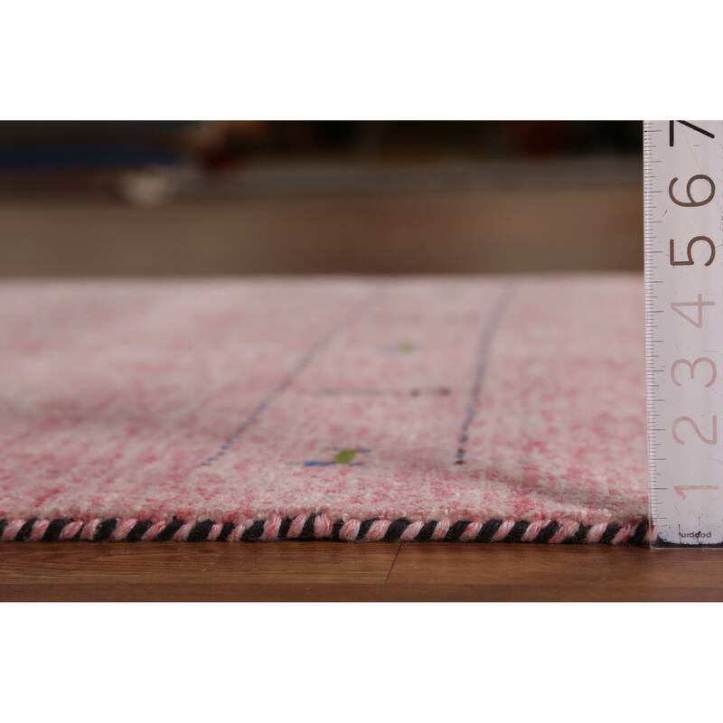 Animals Pink Gabbeh Indian Rug Handmade Wool Carpet - 4'0" x 5'8"