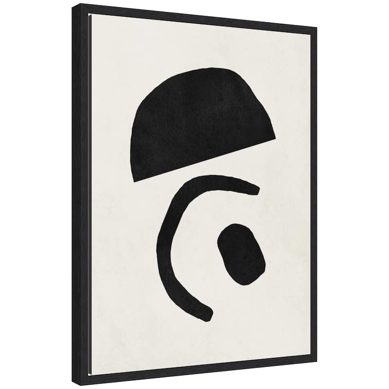Kate and Laurel Sylvie Black Geometric Abstract 3 Framed Canvas by July Art Prints - 18x24 - Black