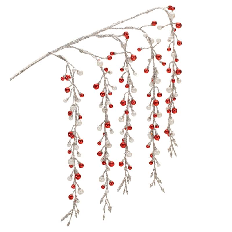 Hanging Glitter Berry Spray (Set of 2) - N/A