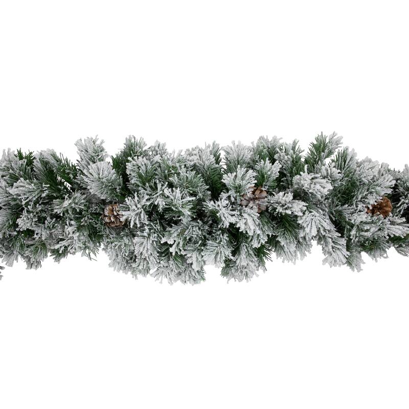 6.75'x12" Flocked Angel Pine Pine Cones Artificial Christmas Garland