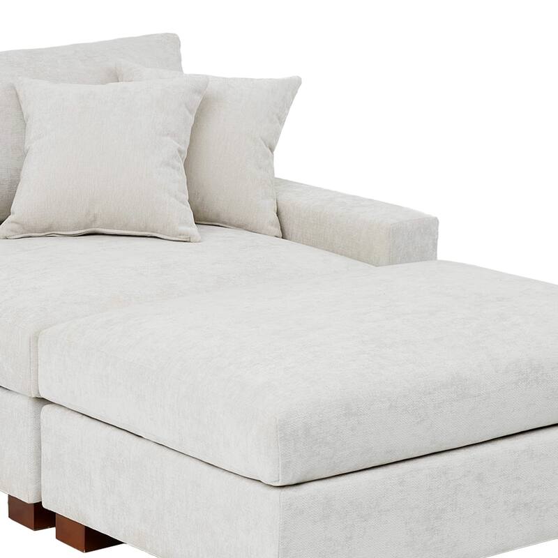 Modern Chenille Chaise Lounge Set with Ottoman