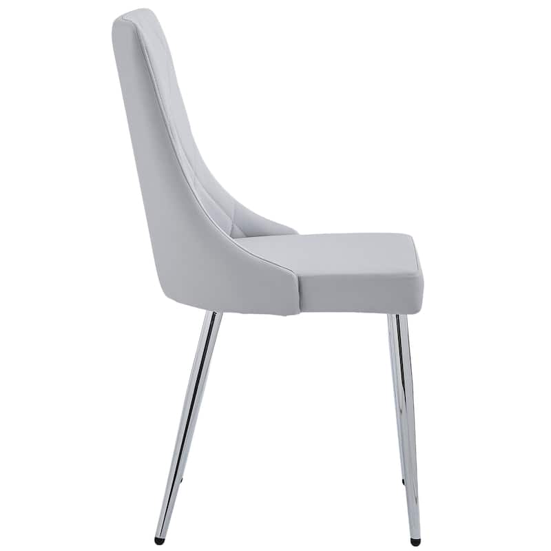 Contemporary Faux Leather and Metal Dining Chair, Set of 4