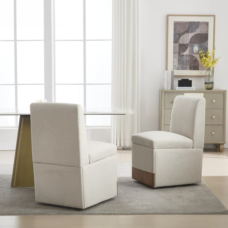 360 Degree Swivel Dining Chairs Set of 2 Swivel Dining Room Chairs Kitchen Chairs Casters & Storage Comfy Modern Rolling Chair