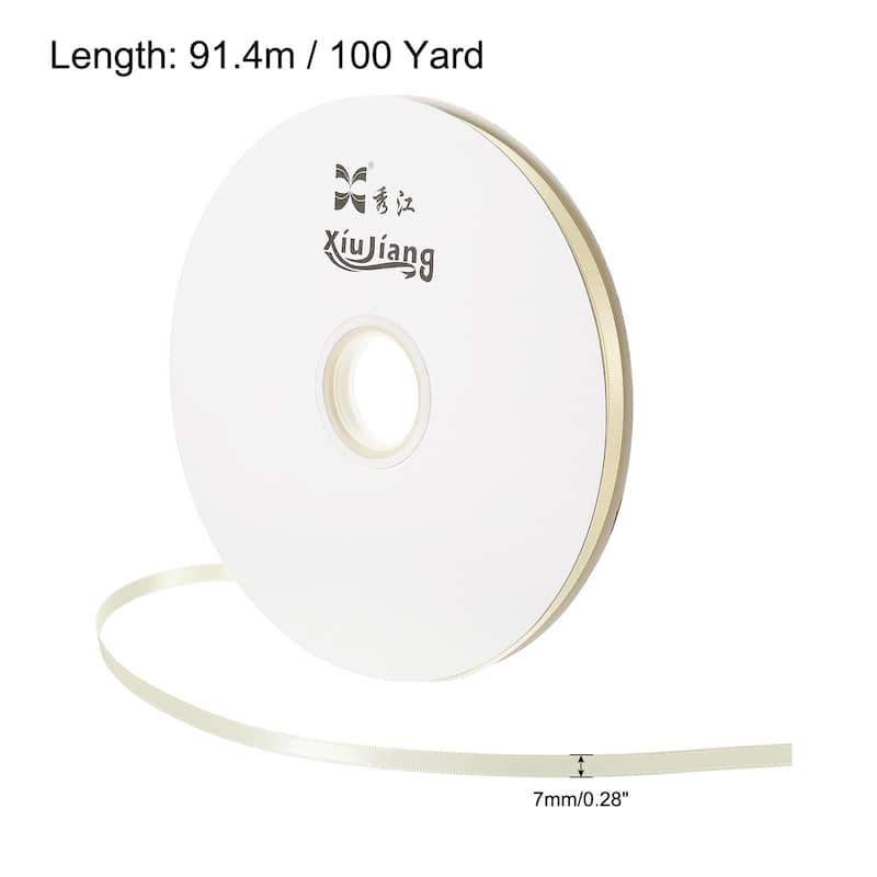 Satin Ribbon, Double Face Crafts Roll for Home DIY Wrapping Decoration - Candle White