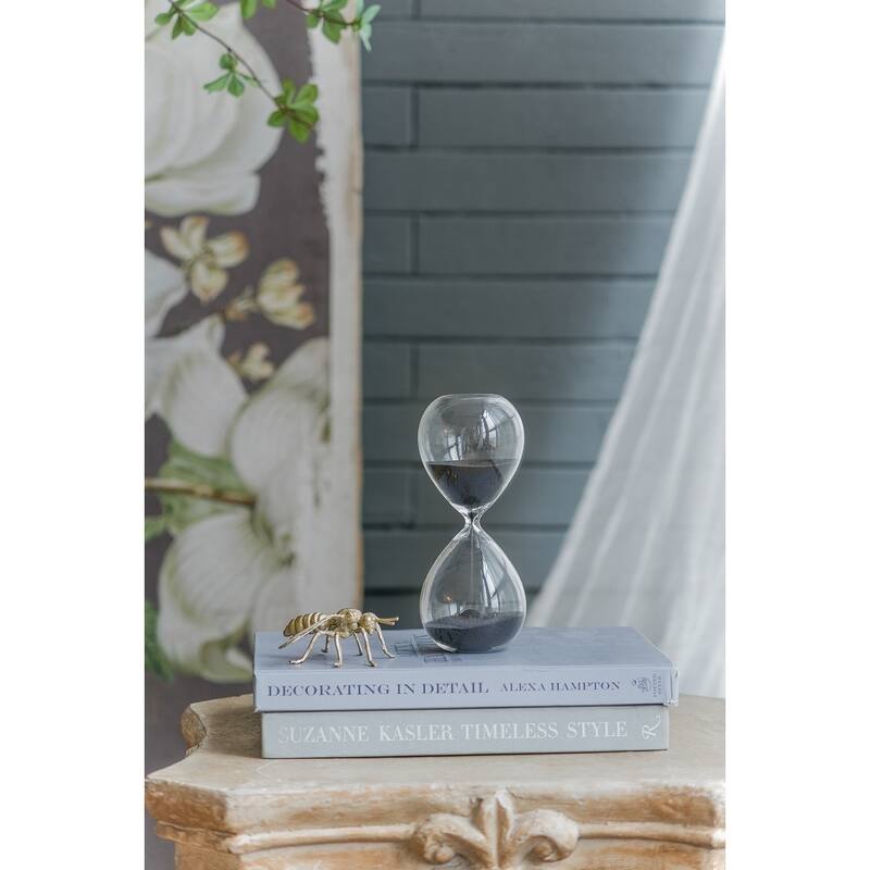 Set of 2, 8" Ferdinand 30-Minute Hourglass, Black Sand