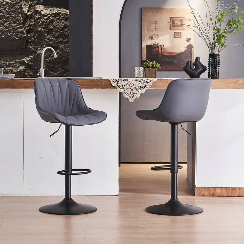 Adjustable Swivel Bar Stools Set of 2 Modern Upholstered Counter Stools