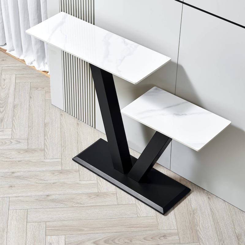 Modern Console Table with Metal Frame and Adjustable Foot Pads