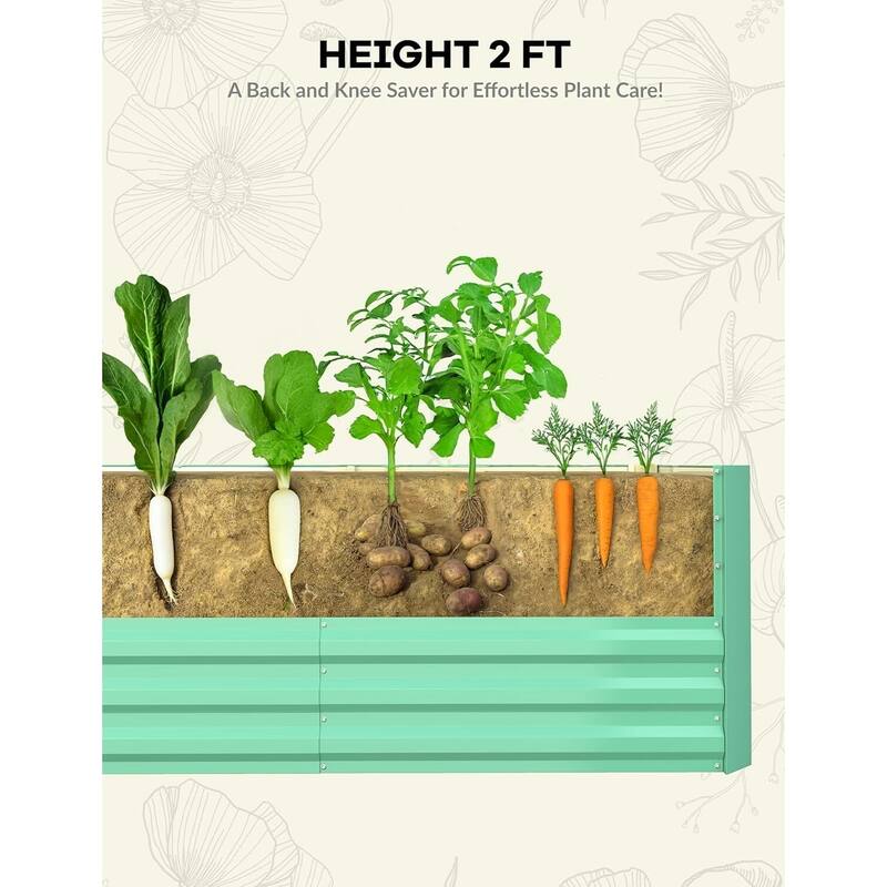 Galvanized Raised Garden Bed, Deep Root Planter Box for Vegetables, Flowers