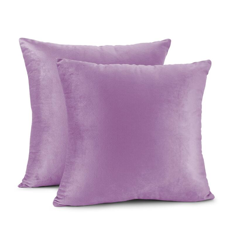 Porch & Den Cosner Microfiber Velvet Throw Pillow Covers (Set of 2) - 24" x 24" - Lavender