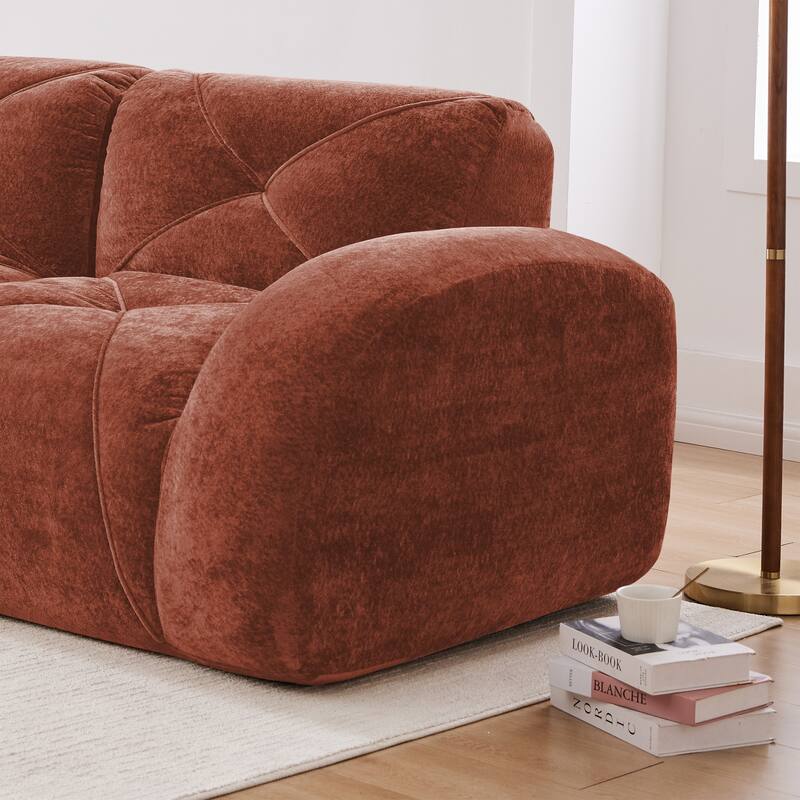 Roomfitters 2-Seater Tufted Velvet Sofa, No Assembly Boneless Cloud Couch with 32D High-Density Sponge