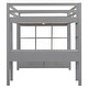 preview thumbnail 18 of 17, Full Size Loft Bed with Built-in Desk with 2 Drawers and Shelves, Grey