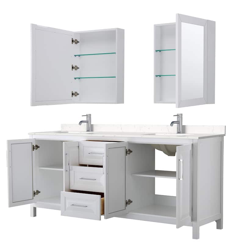 Daria 80 Inch Double Vanity, Cultured Marble Top, Medicine Cabinets