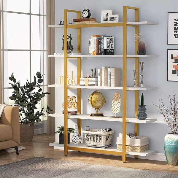 Tribesigns 5-Tier Industrial Large Open Bookcase Bookshelf