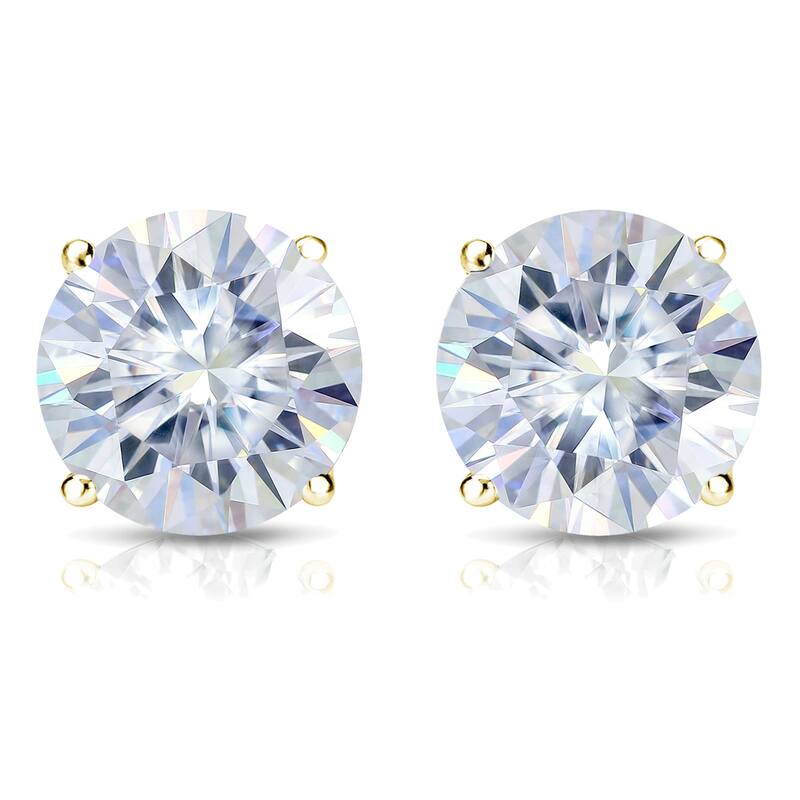 Auriya 2ct TW Round Moissanite Stud Earrings 14k Gold - 6.5 mm