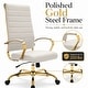 preview thumbnail 41 of 98, Benmar Ribbed Leather Executive High Back Office Chair with Gold Frame, Swivel, Tilt, Lumbar Support