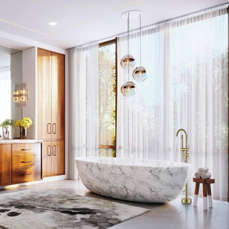 Freestanding Tub Faucet With Hand Shower Bathroom Floor Mounted Tub Filler Double Handle Bathtub Faucets Trim With Sprayer