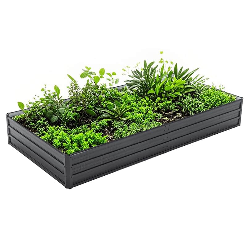 Galvanized Raised Garden Beds Outdoor/8×4×1 ft Planter Raised Beds for Gardening, Vegetables, Flowers/Large Metal Garden Box