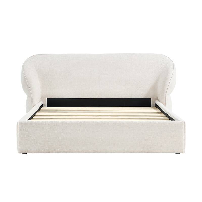 Spruce & Spring Upholstered Platform Bed with Rounded Headboard and Water-repellent Chenille Fabric