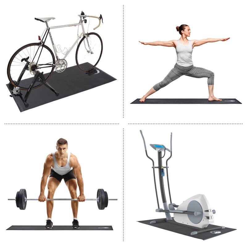 Exercise Bike Mat - 30x60in Non-Slip Waterproof Indoor Cycle or Treadmill Pad - 0.23-Inch-Thick Workout Mat by Wakeman