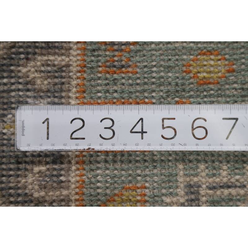 Green Heriz Serapi Indian Runner Rug Hand-Knotted Wool Carpet - 2'8