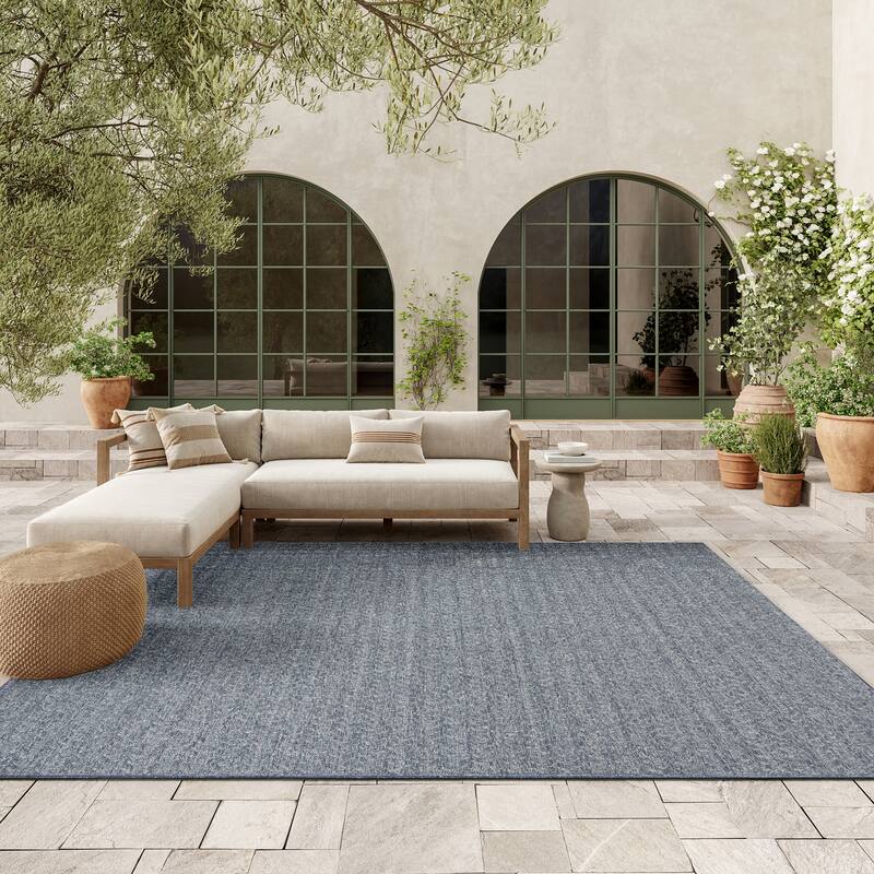 Nourison Tulum Indoor/Outdoor Chevron Area Rug - 9' x 12' - Denim