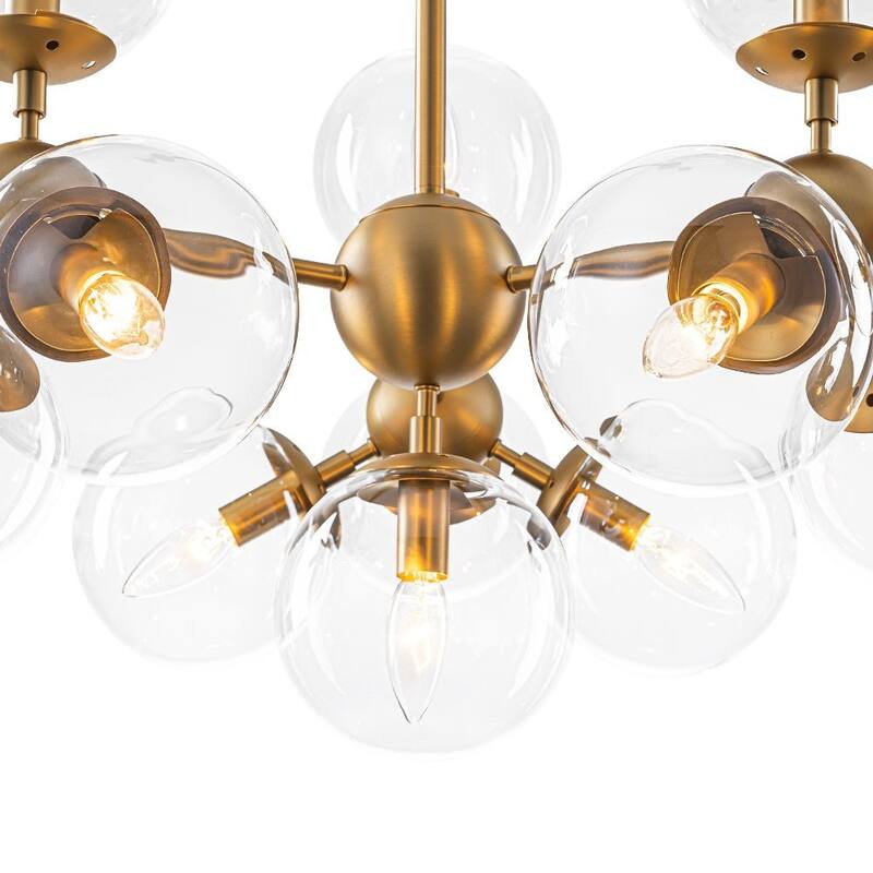 Mid-Century Modern 13-Light Glass Sphere Branch chandelier - 34.6 in