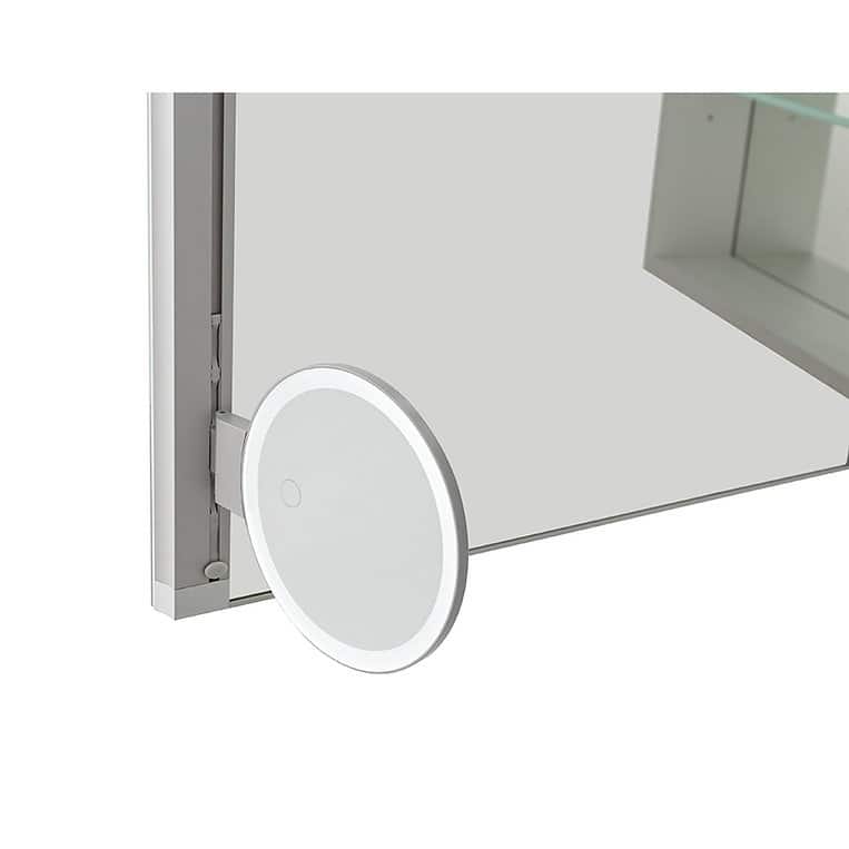 AQUADOM Edge Royale 24W Bathroom Led Lighted Medicine Cabinet Defogger, 3X LED Adjustable Magnifying Mirror, Electrical Outlets