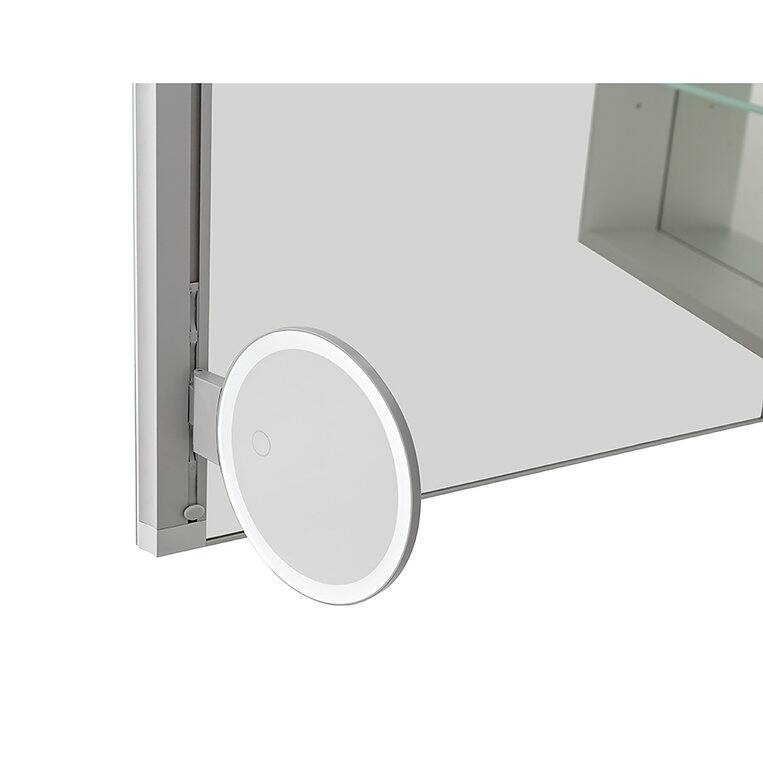 AQUADOM Signature Royale 30W LED Medicine Cabinet Defogger, 3X LED Vertically Adjustable Magnifying Mirror, Electrical Outlets