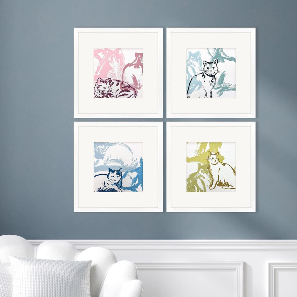 Paragon Paint Box Cats Framed Art - Set of 4
