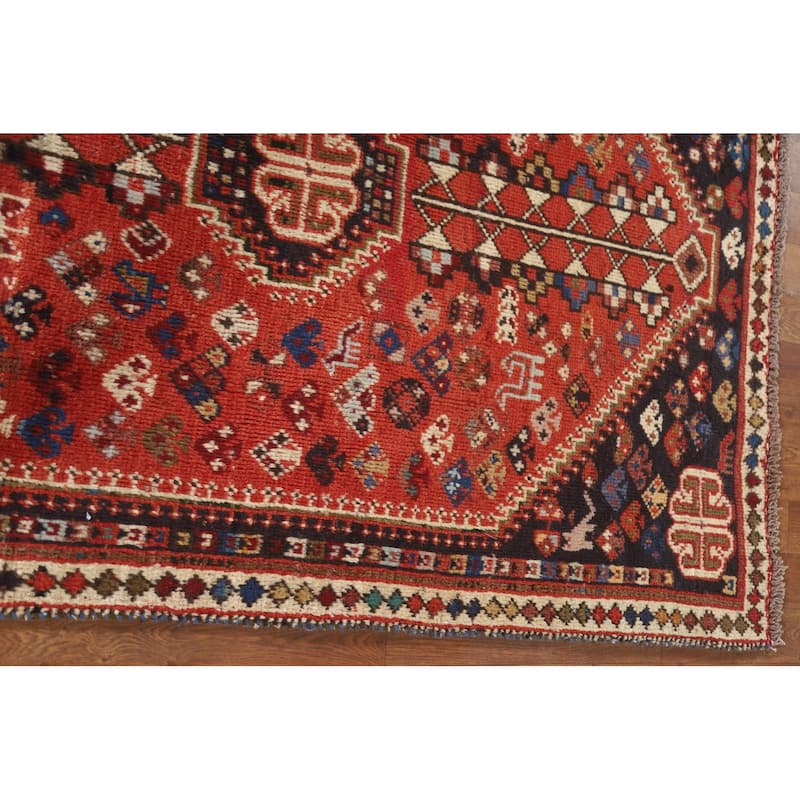 Qashqai Persian Vintage Area Rug Hand-Knotted Tribal Wool Carpet - 3'7"x 5'4"