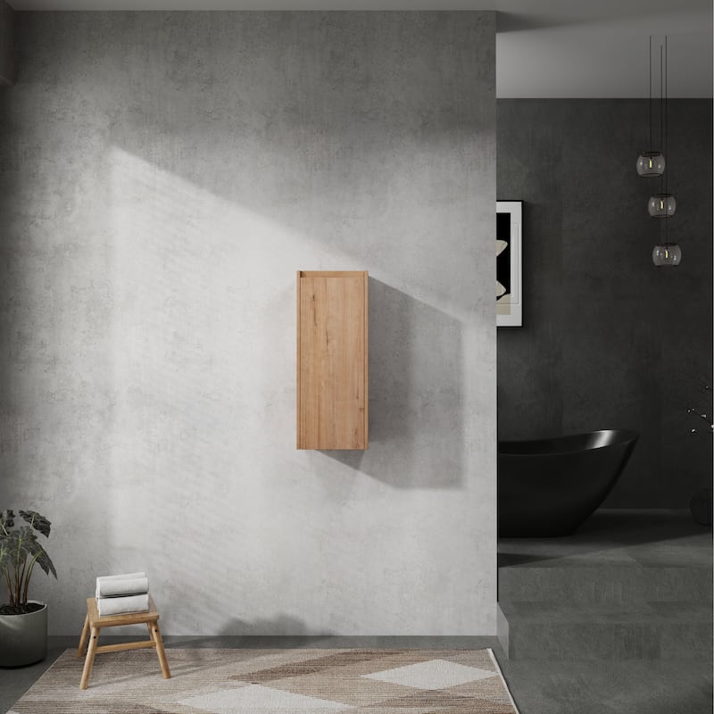 GDFStudio - Blair 12" Floating Bathroom Side Cabinet with Soft Close Doors, Modern Wall-Mounted Storage