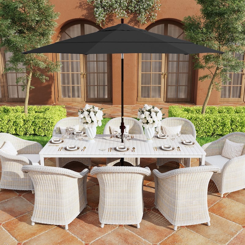 California Umbrella 11' Rd Golden State Series Patio Umbrella Bronze Aluminum Frame Crank Lift Collar Tilt Sunbrella