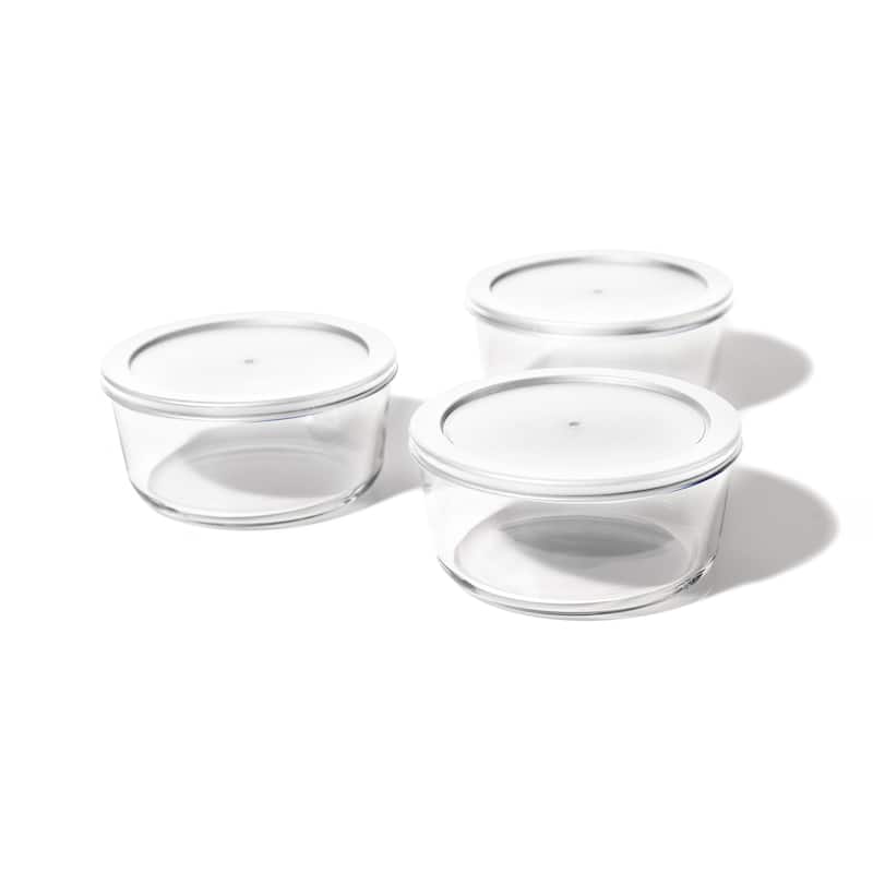 Glass Food Storage Containers Set - Round, 4-Cup (32oz) BPA-Free, Microwave & Oven Safe, Airtight Lids