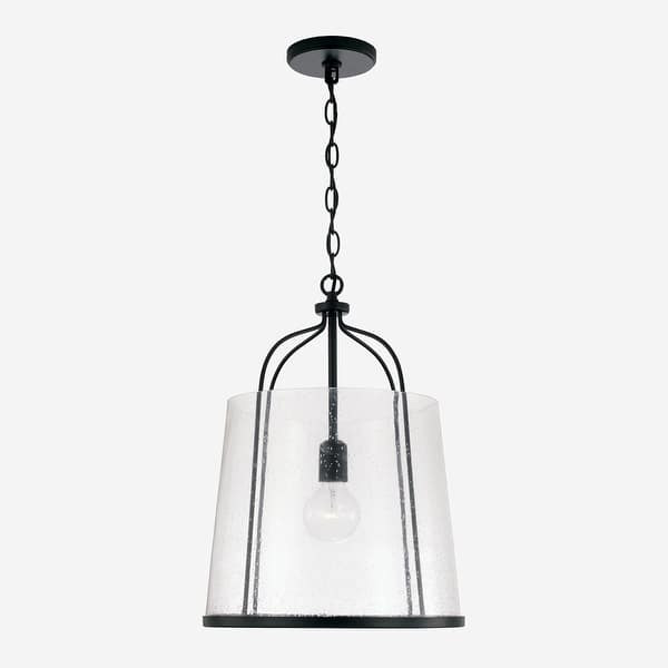 slide 2 of 10, Madison 1-light Pendant w/Clear Seeded Glass Matte Black