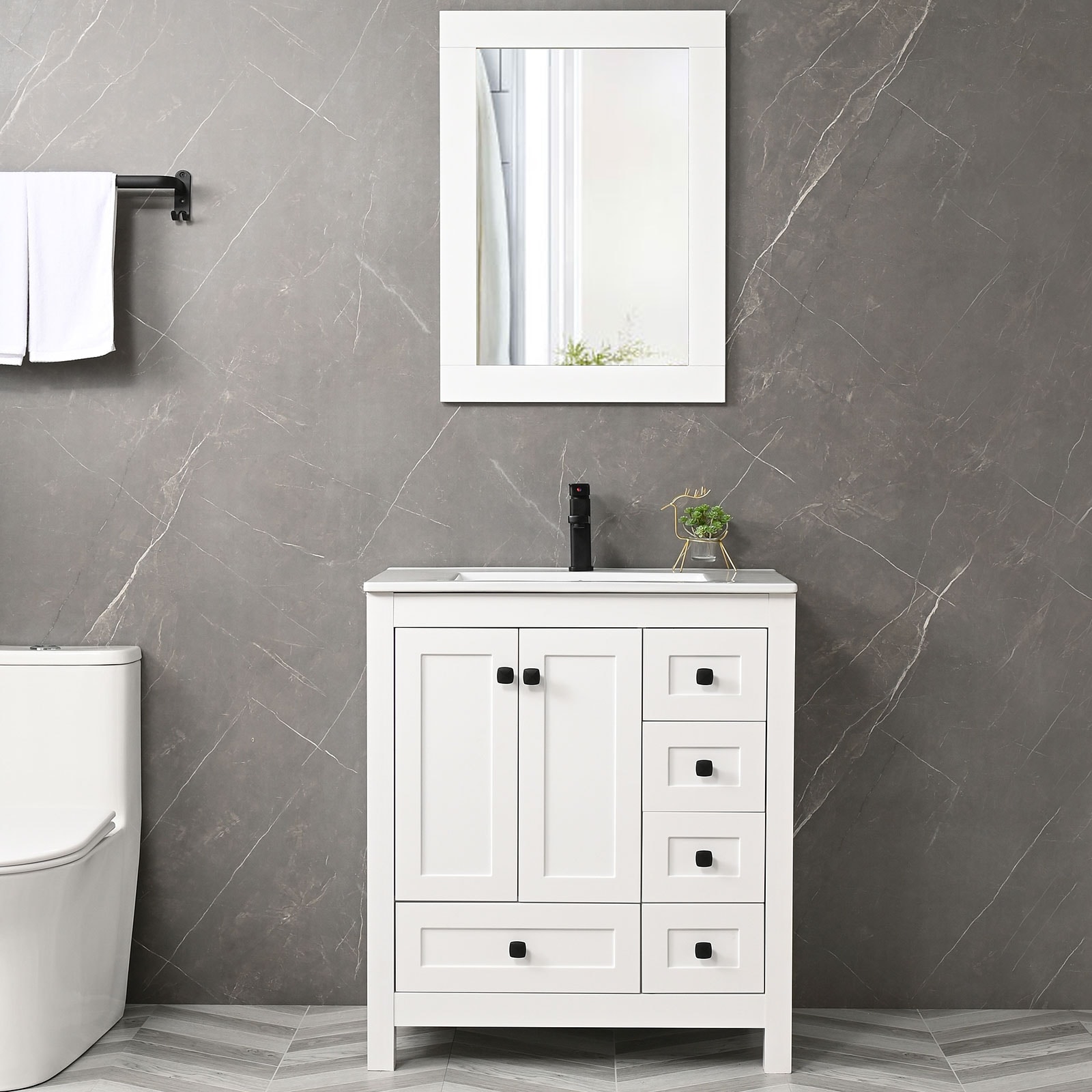 Eclife 30 Bathroom Vanity Set W/Drop in Sink Cabinet Mirror Combo - Bed  Bath & Beyond - 37569863