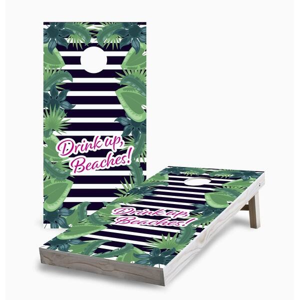 slide 2 of 7, Drink Up, Beaches Cornhole Game (Choose Wraps or Boards) 2x4 Boards (24" x 48") - Include ALL Accessories
