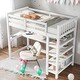 preview thumbnail 2 of 11, Twin Size Loft Bed with Storage Shelves and Under-bed Desk,With A Desk And Shelves Underneath,With Workstation,White