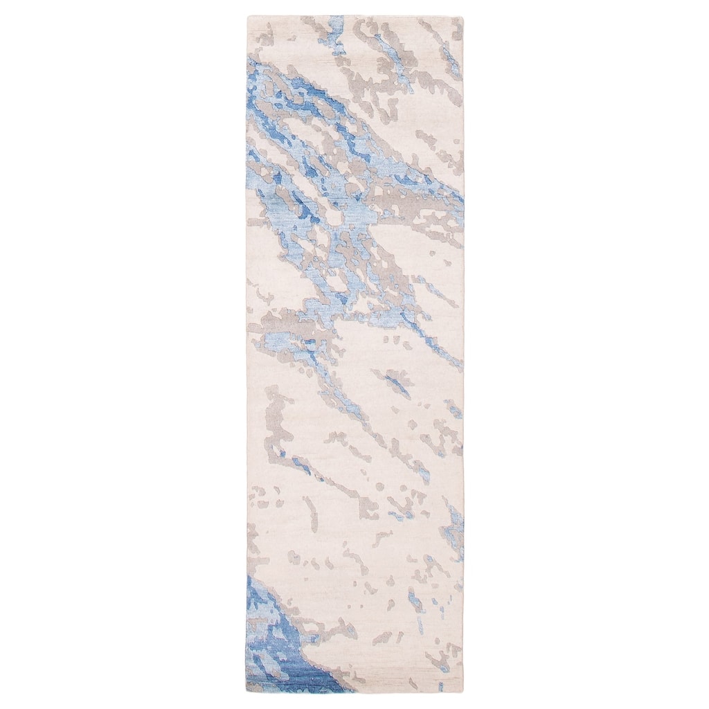 ECARPETGALLERY Hand-knotted Alma Ivory Silk, Wool Rug - 2'6 x 7'11