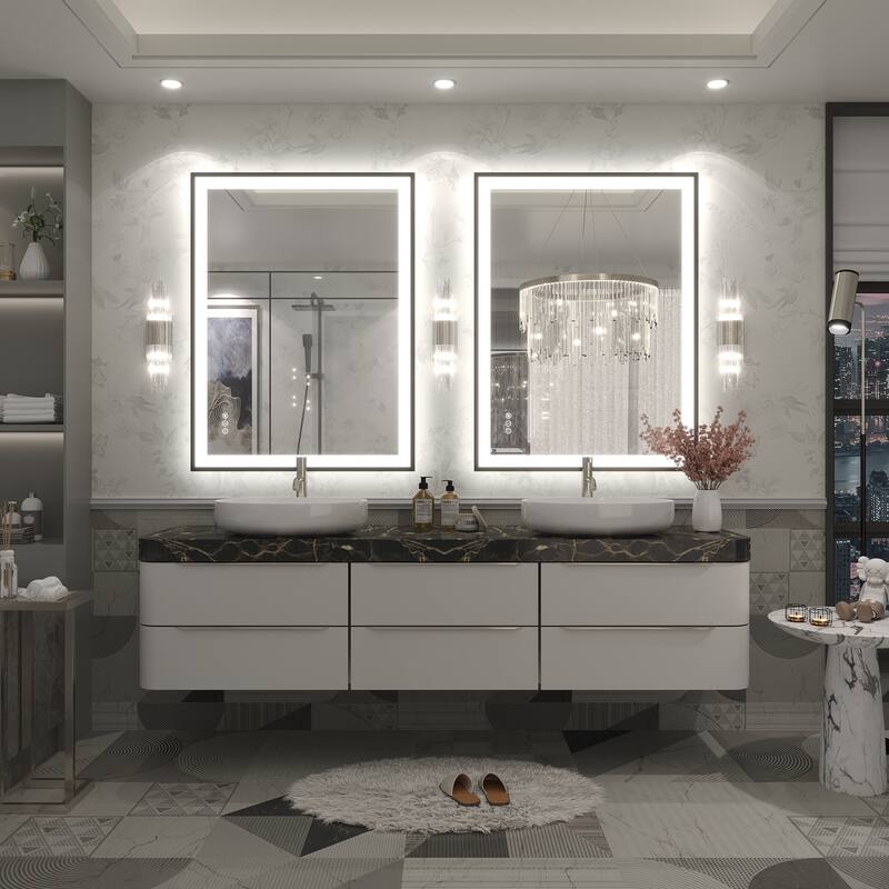 Extra Large Black Frame LED Bathroom Vanity Mirror with 3 Years Warranty and UL Certified