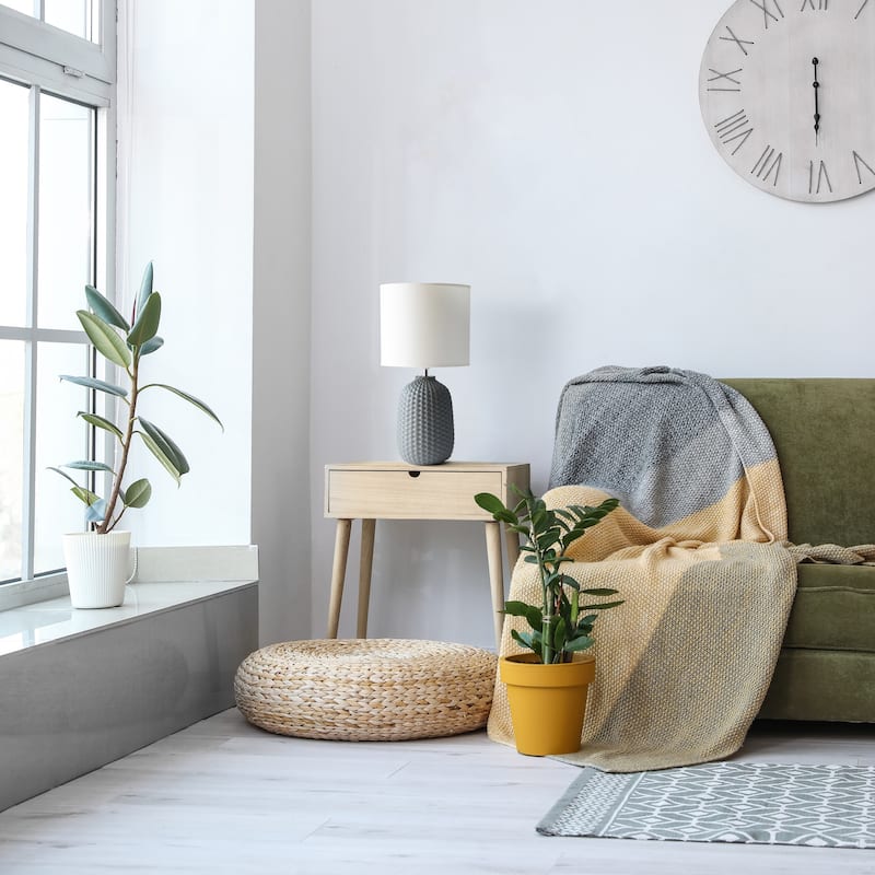 20.4" Purled Texture Lamp with White Fabric Shade
