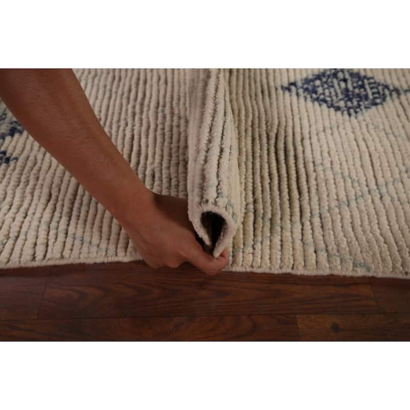 All-Over Trellis Moroccan Oriental Area Rug Hand-Knotted Wool Carpet - 5'0"x 8'5"