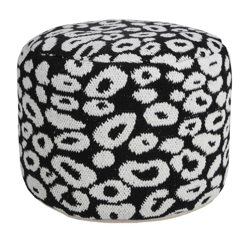 HomeRoots 18" Black Cotton Blend Ottoman