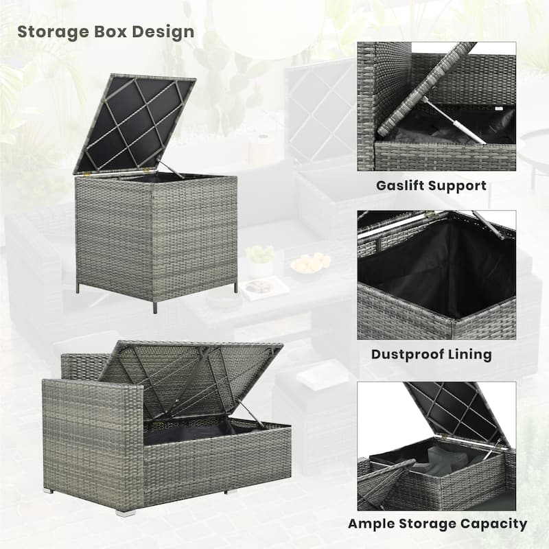 Outdoor 6-Piece All Weather PE Rattan Sofa Set - Grey