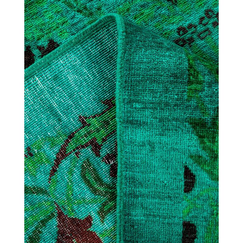 Overton Hand Knotted Wool Vintage Inspired Modern Contemporary Overdyed Green Area Rug - 8' 2" x 10' 0"