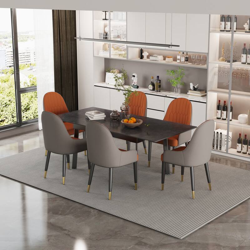 Sintered Stone and Iron Expandable Large Dining Table