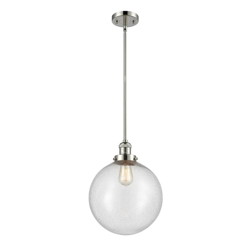 Innovations Lighting Franklin Restoration Beacon - 1 Light 12" Stem Hung Mini Pendant - Polished Nickel/Seedy