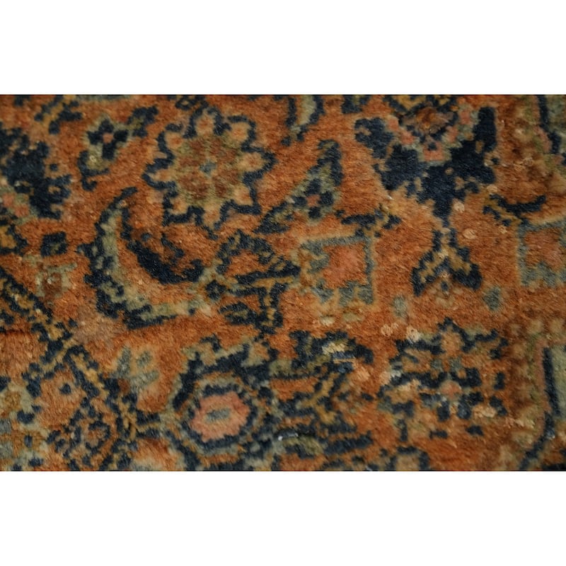 Hand Knotted Oriental 100% Wool Carpet Traditional Floral Oranges & Rust Sarouk Area Rug - 4' 7'' X 3' 5''
