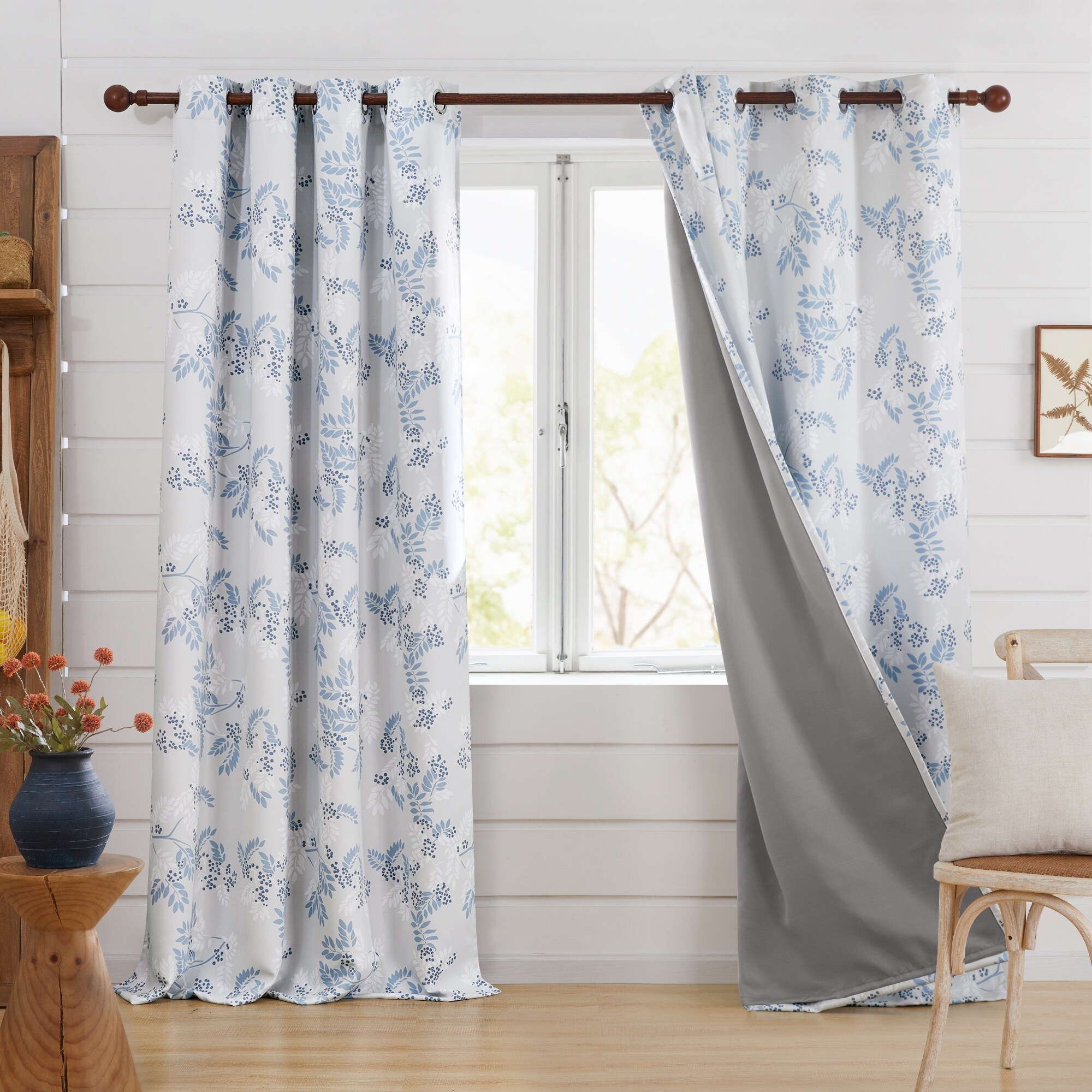 Deconovo Recycled Mountain Ash Blackout Curtains(2 Panels) - Bed