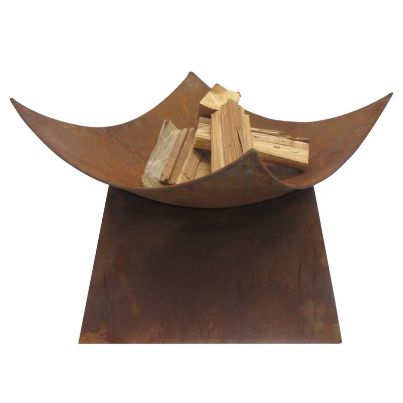 19.25" Brown Solid Rustic Finish Square Patio Garden Fire Bowl St