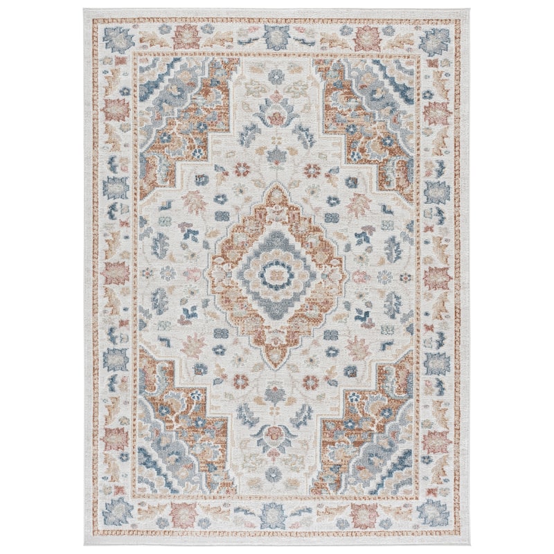 SAFAVIEH Blair Machine Washable Colombina Slip Resistant Oriental Rug - 6'7" Square - Beige/Rust